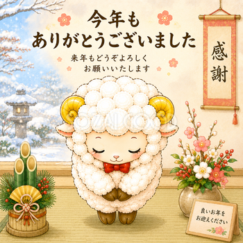 お辞儀して感謝を伝える羊・未年のイラスト【無料・商用フリー】92646