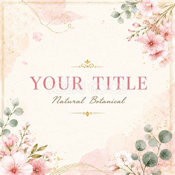 桜ピンクのボタニカルデザインテンプレート【無料・商用利用OK】92658