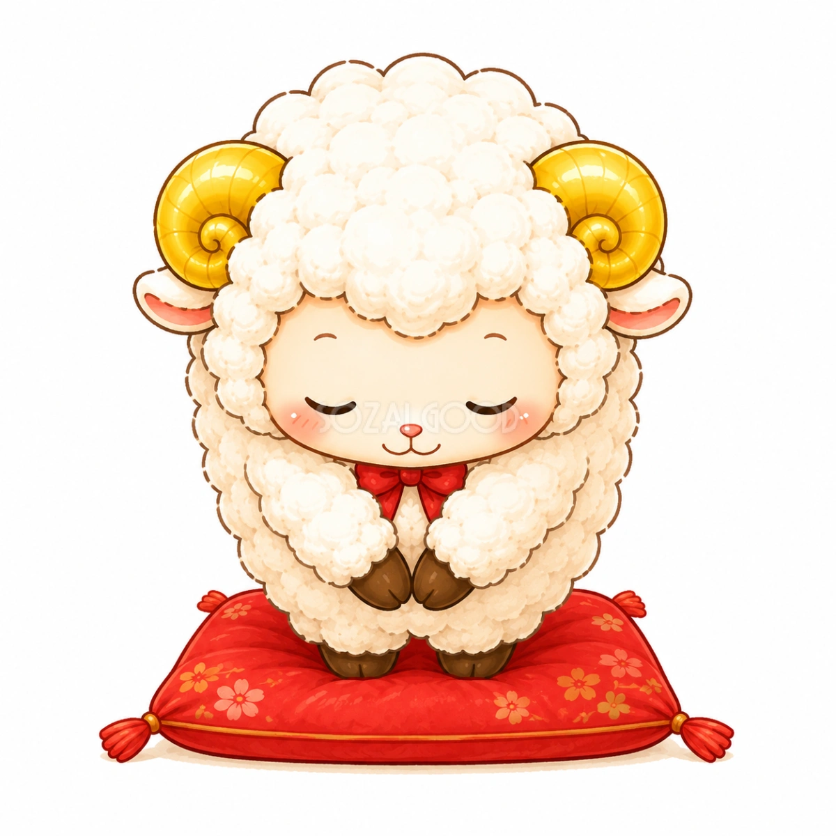 未年・新年のご挨拶をする羊イラスト【無料PNG素材】92670