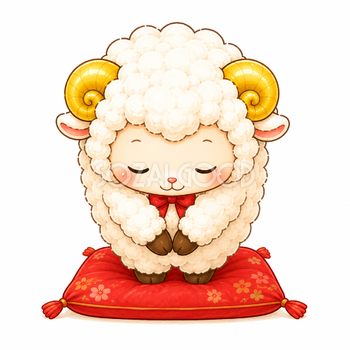 未年・新年のご挨拶をする羊イラスト【無料PNG素材】92670
