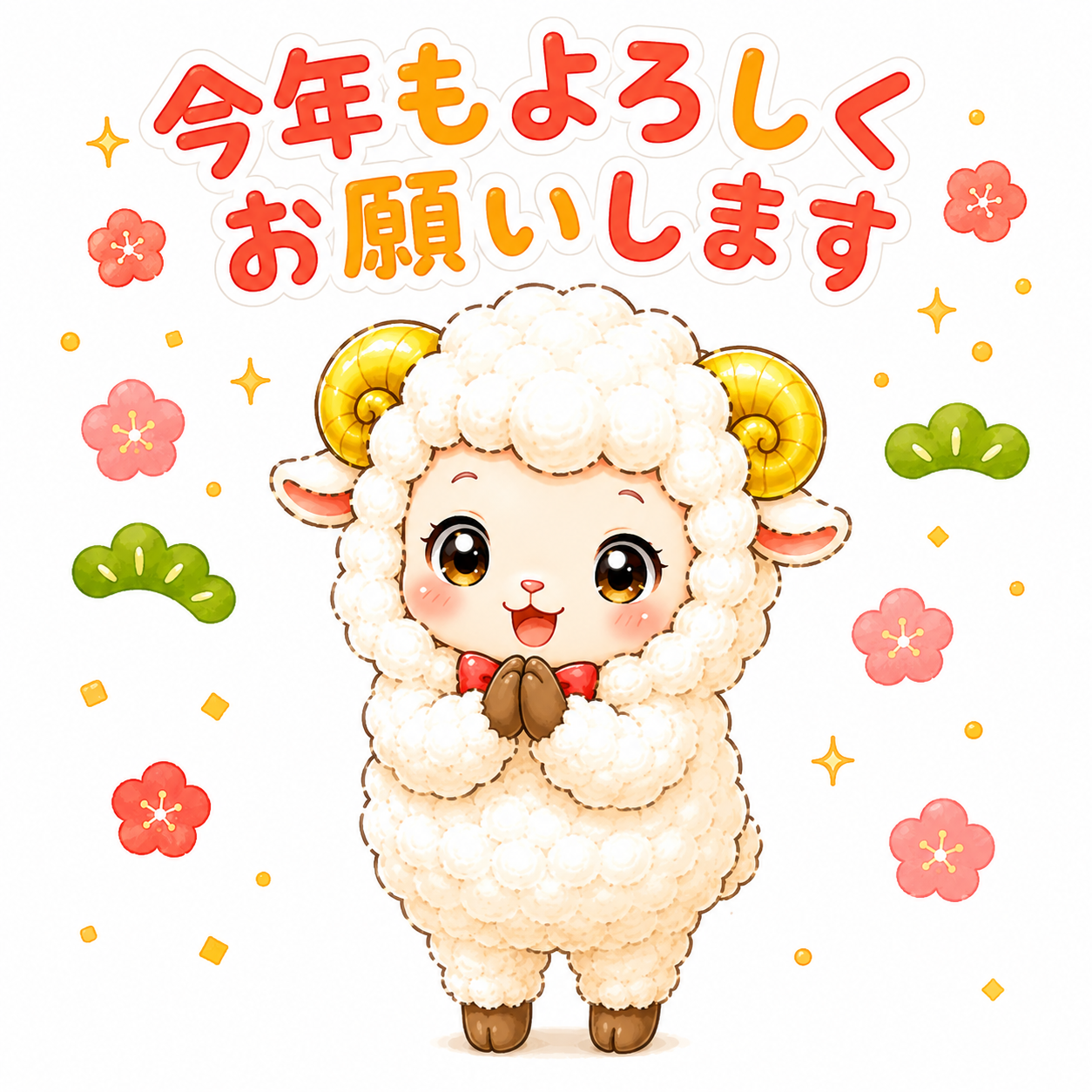 未年・今年もよろしくお願いします羊イラスト【無料PNG素材】92671に写真・文字を入れる