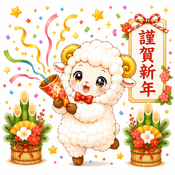 未年・新年をお祝いする羊イラスト【無料PNG素材】92677
