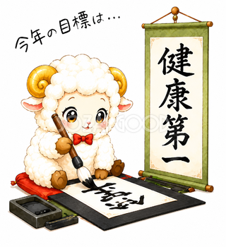 未年・羊年の書き初めイラスト【無料・商用フリー】92705