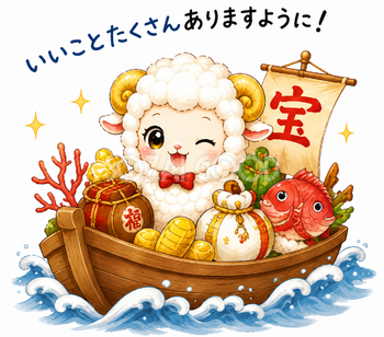 未年・羊年の宝船イラスト【無料・商用フリー】92706