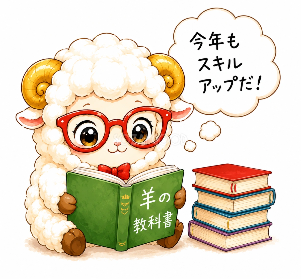 未年・羊年の勉強・スキルアップイラスト【無料・商用フリー】92707