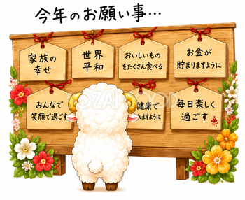 未年・羊年の絵馬イラスト【無料・商用フリー】92709