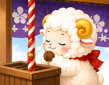 未年・羊年の初詣イラスト【無料・商用フリー】92710