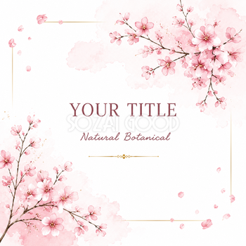 桜ボタニカルデザインテンプレート【無料・商用フリー】92734