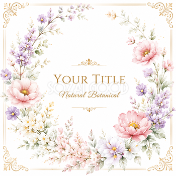 ブルーローズのラグジュアリーボタニカルデザインテンプレート【無料・フリーPNG】招待状素材92797