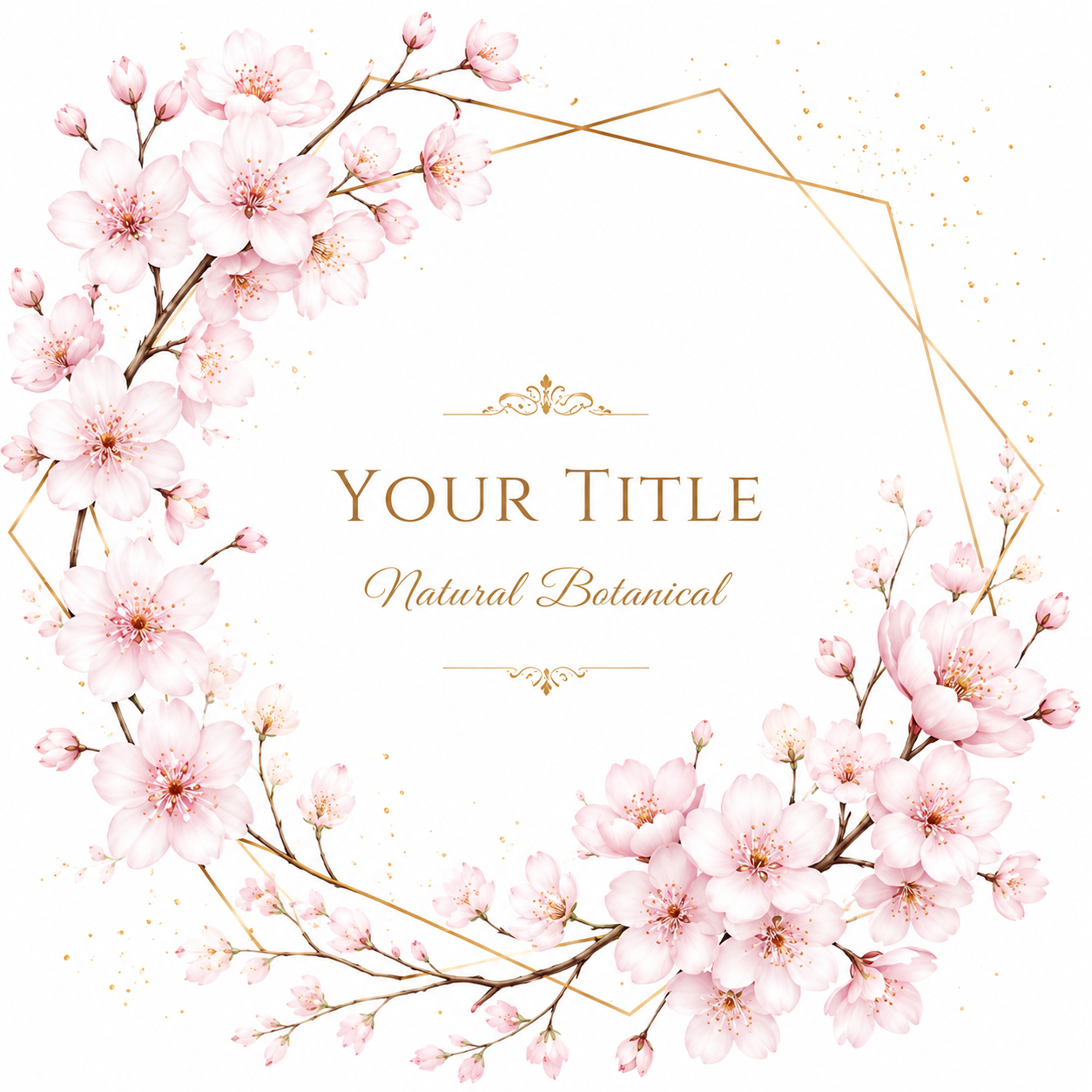 桜のラグジュアリーボタニカルデザインテンプレート【無料・フリーPNG】招待状素材92801に写真・文字を入れる