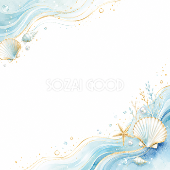 波模様の夏フレーム｜海をイメージした無料デザイン素材【高画質PNG】92906