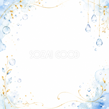 水滴の夏フレーム｜透明感あふれる無料デザイン素材【高画質PNG】92907