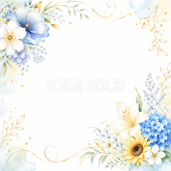 夏の花フレーム｜華やかな無料デザイン素材【高画質PNG】92908