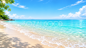 波打ち際の夏背景イラスト｜爽やかな海辺の無料PNG92914