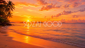 夕暮れの海背景イラスト｜幻想的な夕焼けの無料PNG92919