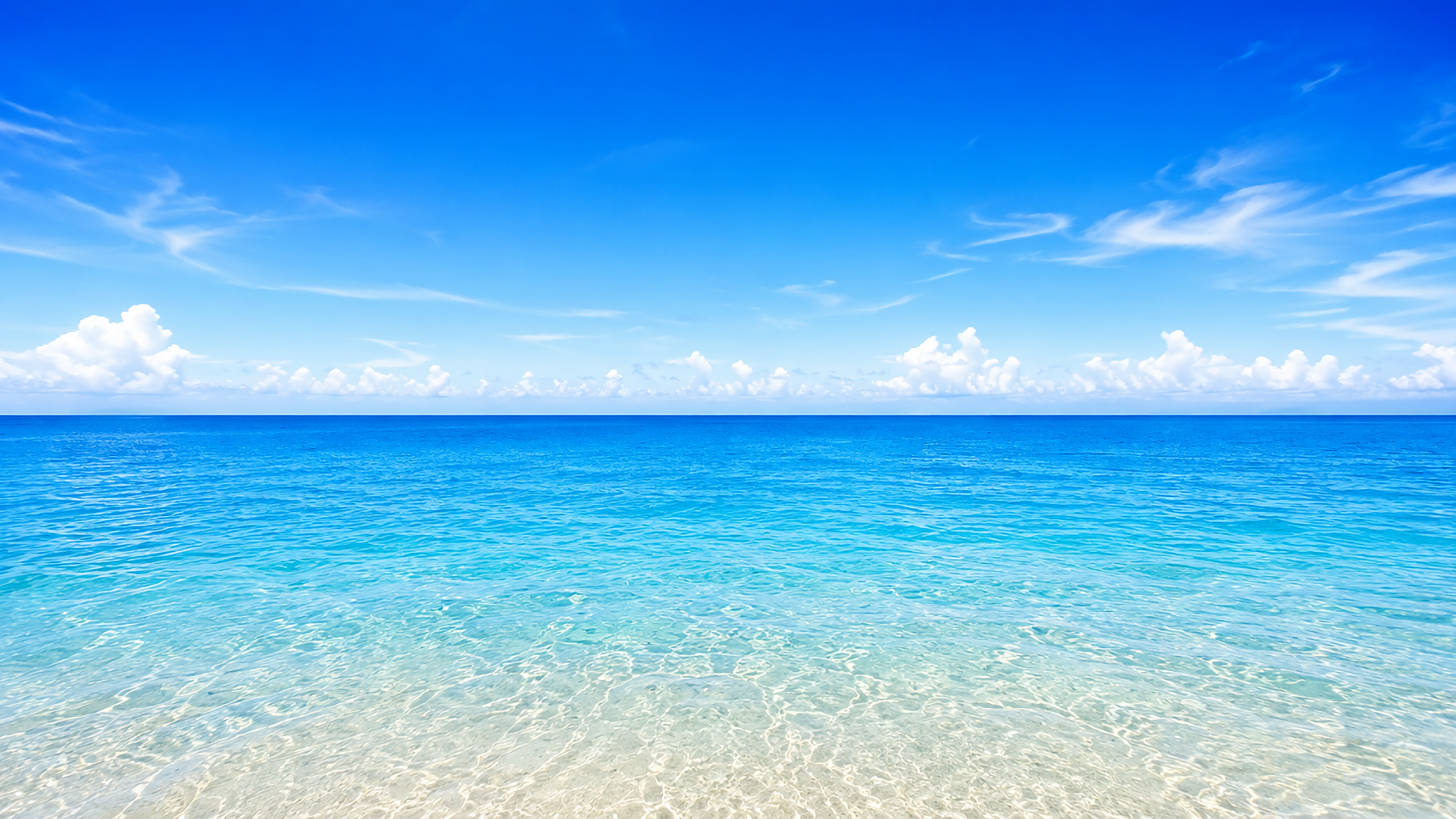 夏の水平線背景イラスト｜広がる青い海の無料PNG92924に写真・文字を入れる