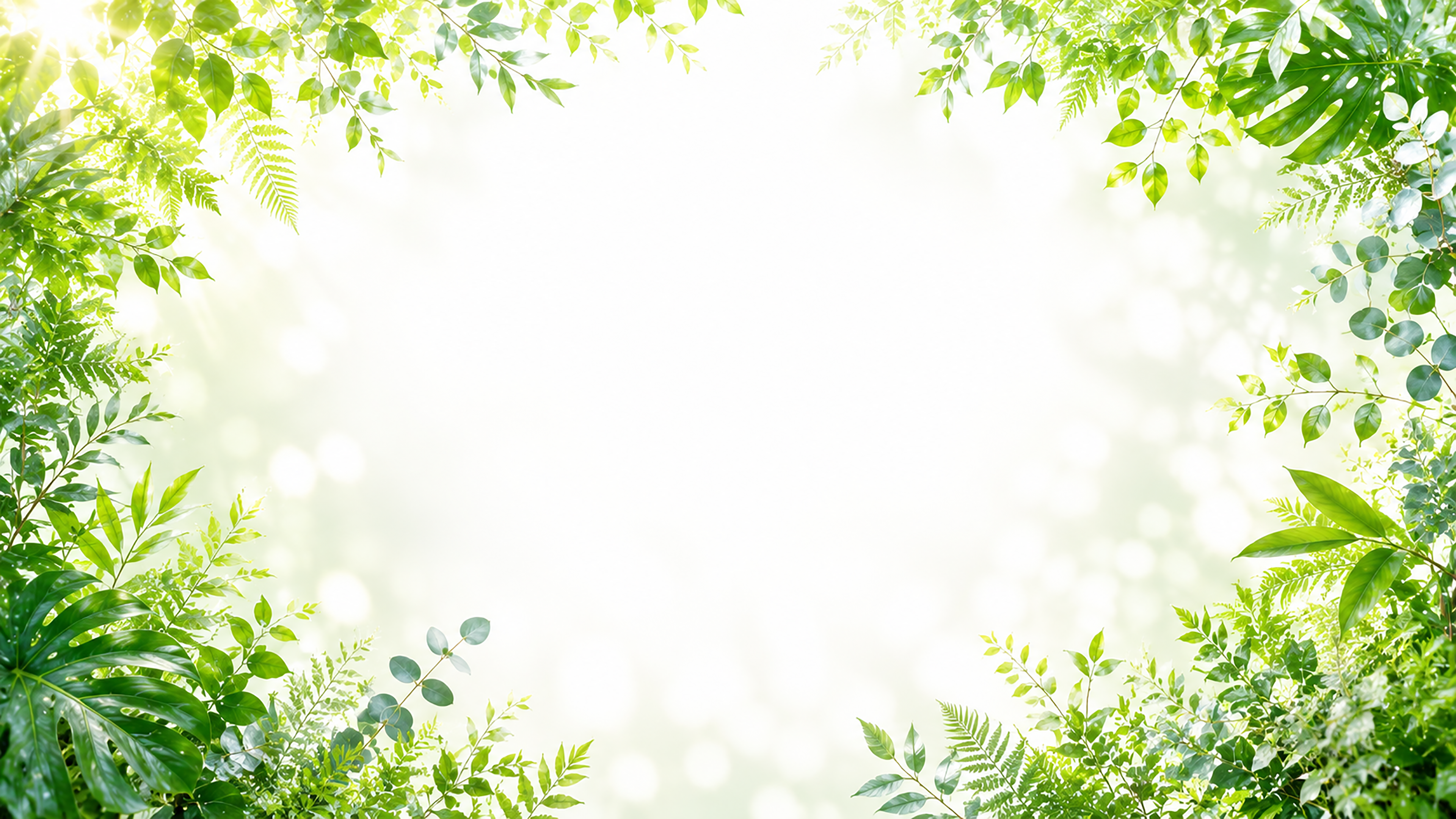 リーフフレーム背景イラスト｜葉っぱが囲む無料ボタニカルフレーム【高画質PNG】92957に写真・文字を入れる