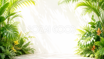 トロピカルガーデン背景・フレームイラスト｜南国植物の無料素材【高画質PNG】92963