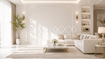 ラグジュアリーリビング背景イラスト｜高級感ある無料背景【高画質PNG】92996