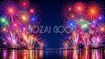 フィナーレカラフル花火背景【無料・高画質PNG】93089