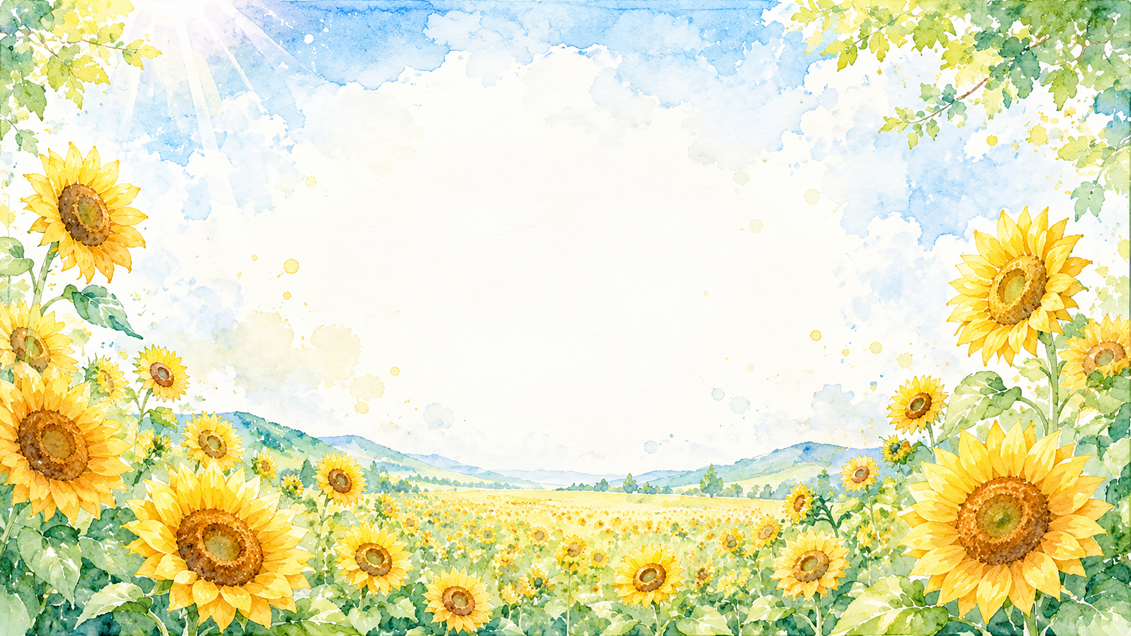 ひまわり畑背景【無料・高画質PNG】夏の花イラスト背景93091に写真・文字を入れる