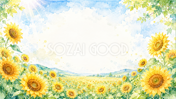 ひまわり畑背景【無料・高画質PNG】夏の花イラスト背景93091
