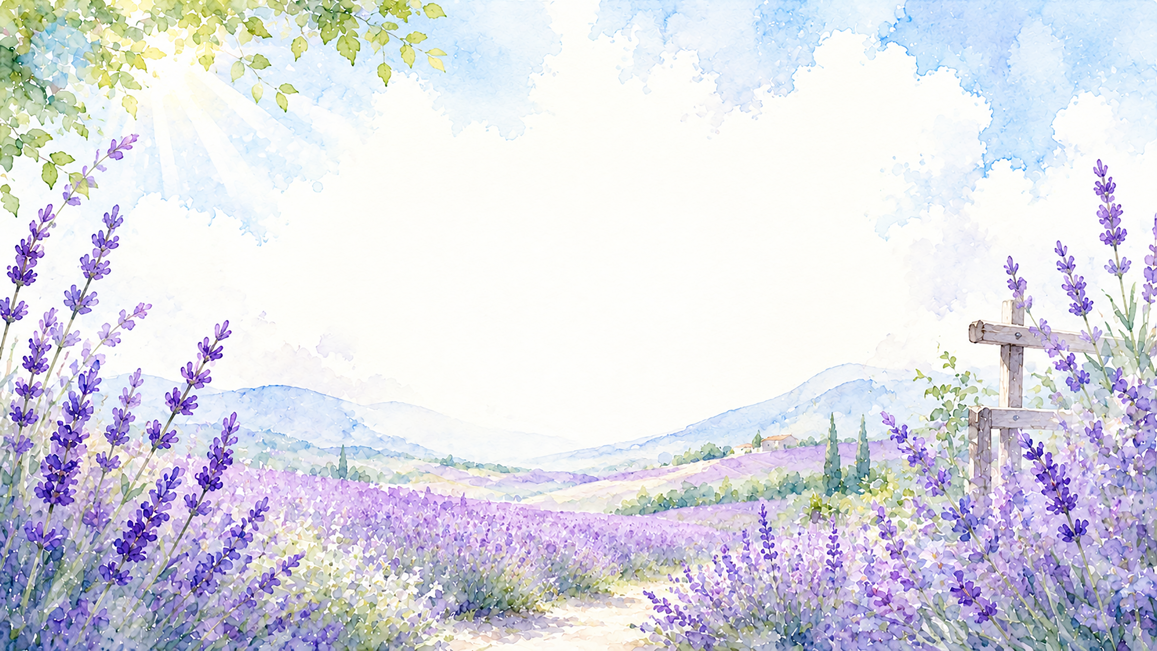 ラベンダー畑背景【無料・高画質PNG】夏の花イラスト背景93093に写真・文字を入れる