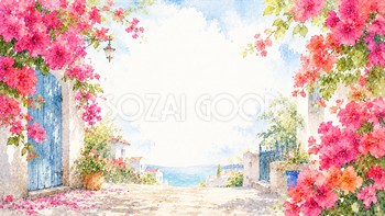 ブーゲンビリア背景【無料・高画質PNG】夏の花イラスト背景93096