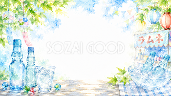 夏のラムネ背景【無料・高画質PNG】水彩イラスト93118