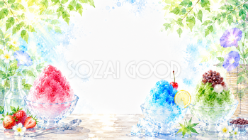 夏のかき氷背景【無料・高画質PNG】水彩イラスト93130