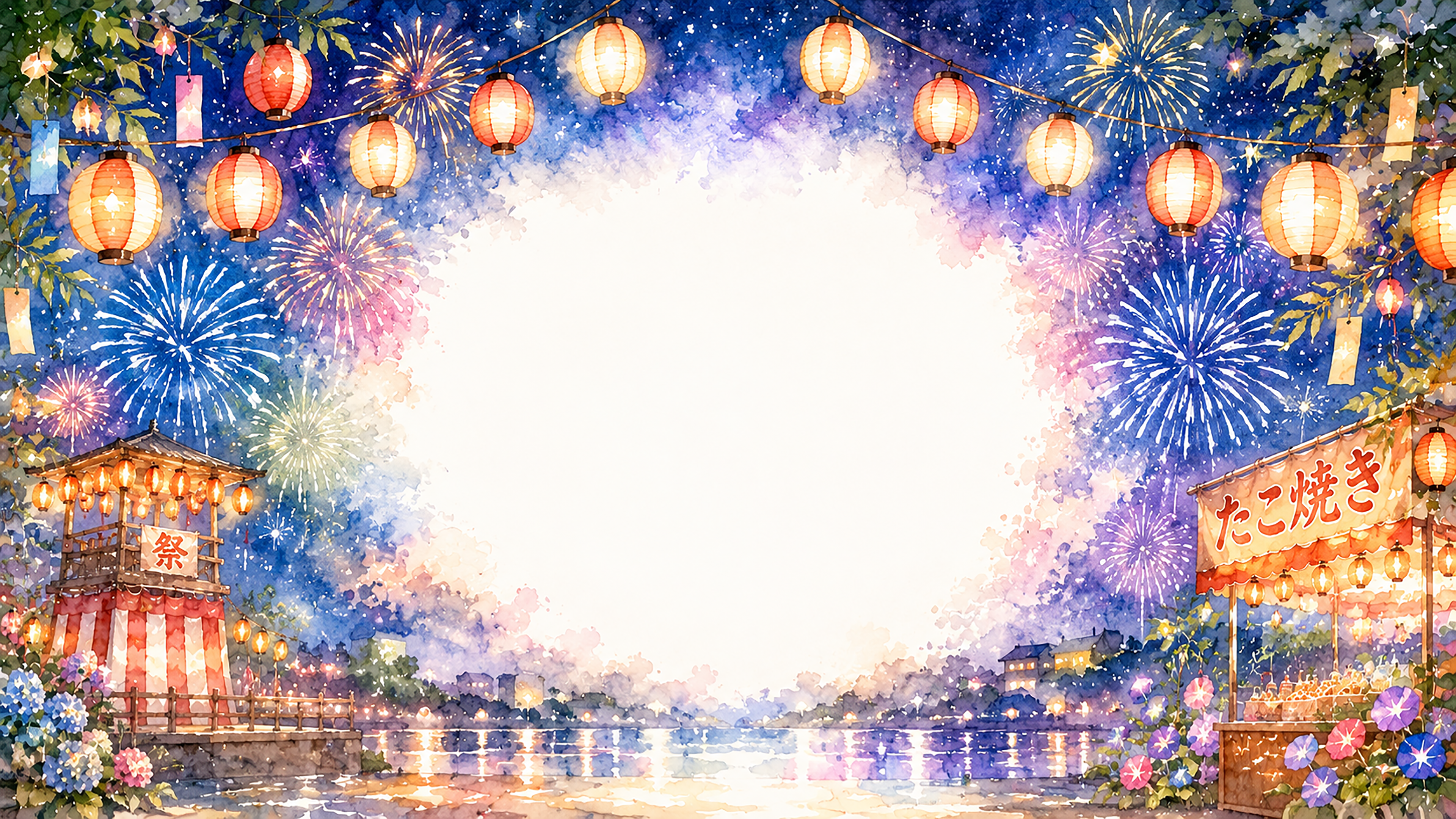 夜空と花火背景【無料・高画質PNG】93144に写真・文字を入れる