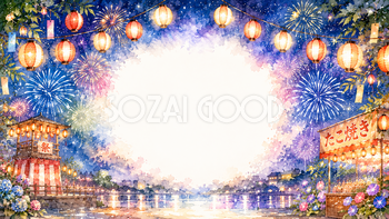 夜空と花火背景【無料・高画質PNG】93144