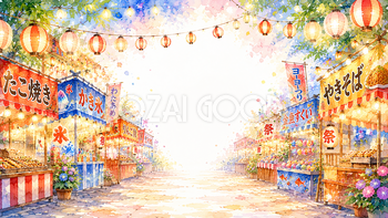 屋台通り背景【無料・高画質PNG】93145