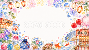 夏祭りコラージュ背景【無料・高画質PNG】93154