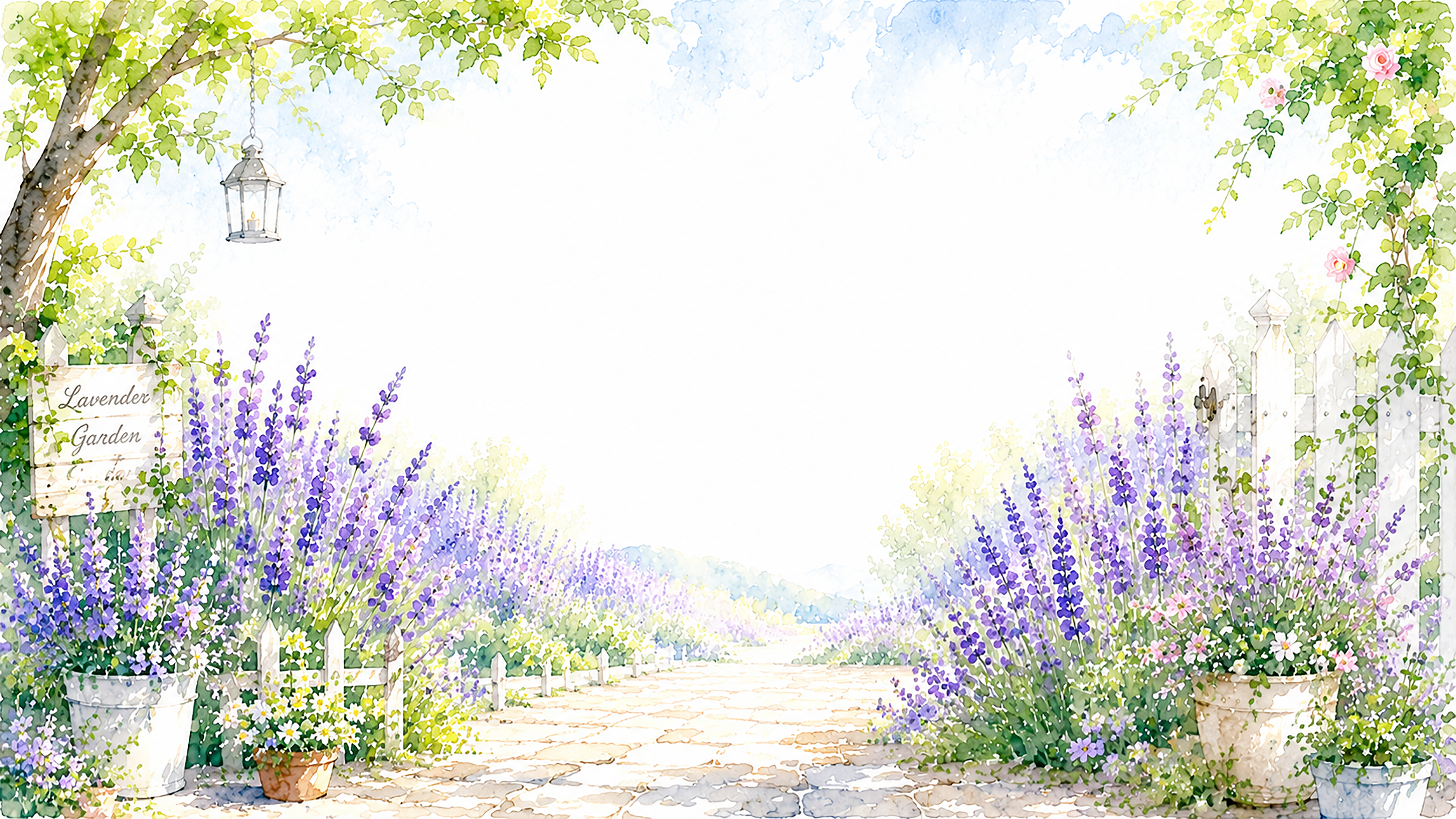 ラベンダーガーデン背景【無料・高画質PNG】癒やしの夏イラスト93158に写真・文字を入れる