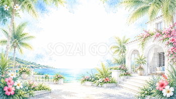 白いヴィラのリゾート背景【無料・高画質PNG】93171