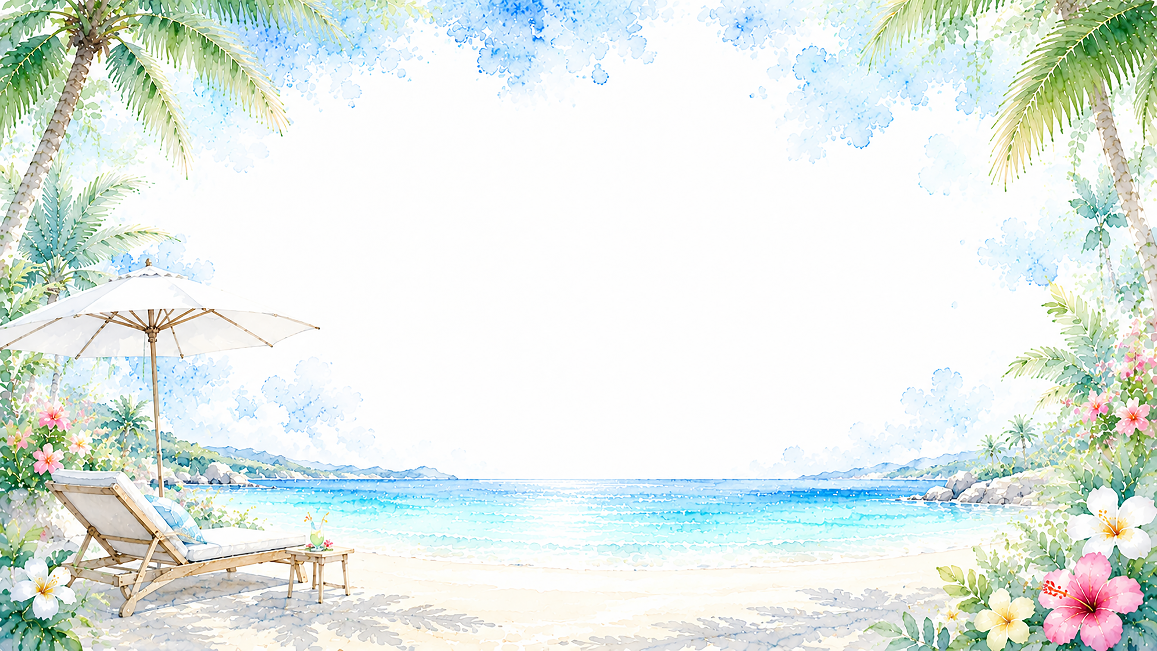 ビーチパラソル背景【無料・高画質PNG】93172に写真・文字を入れる