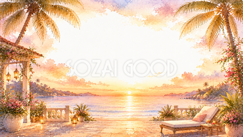 サンセットリゾート背景【無料・高画質PNG】93173
