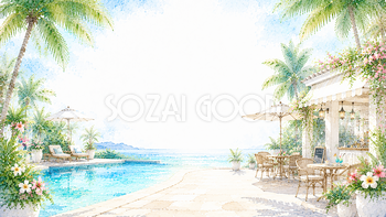 リゾートプール背景【無料・高画質PNG】93174