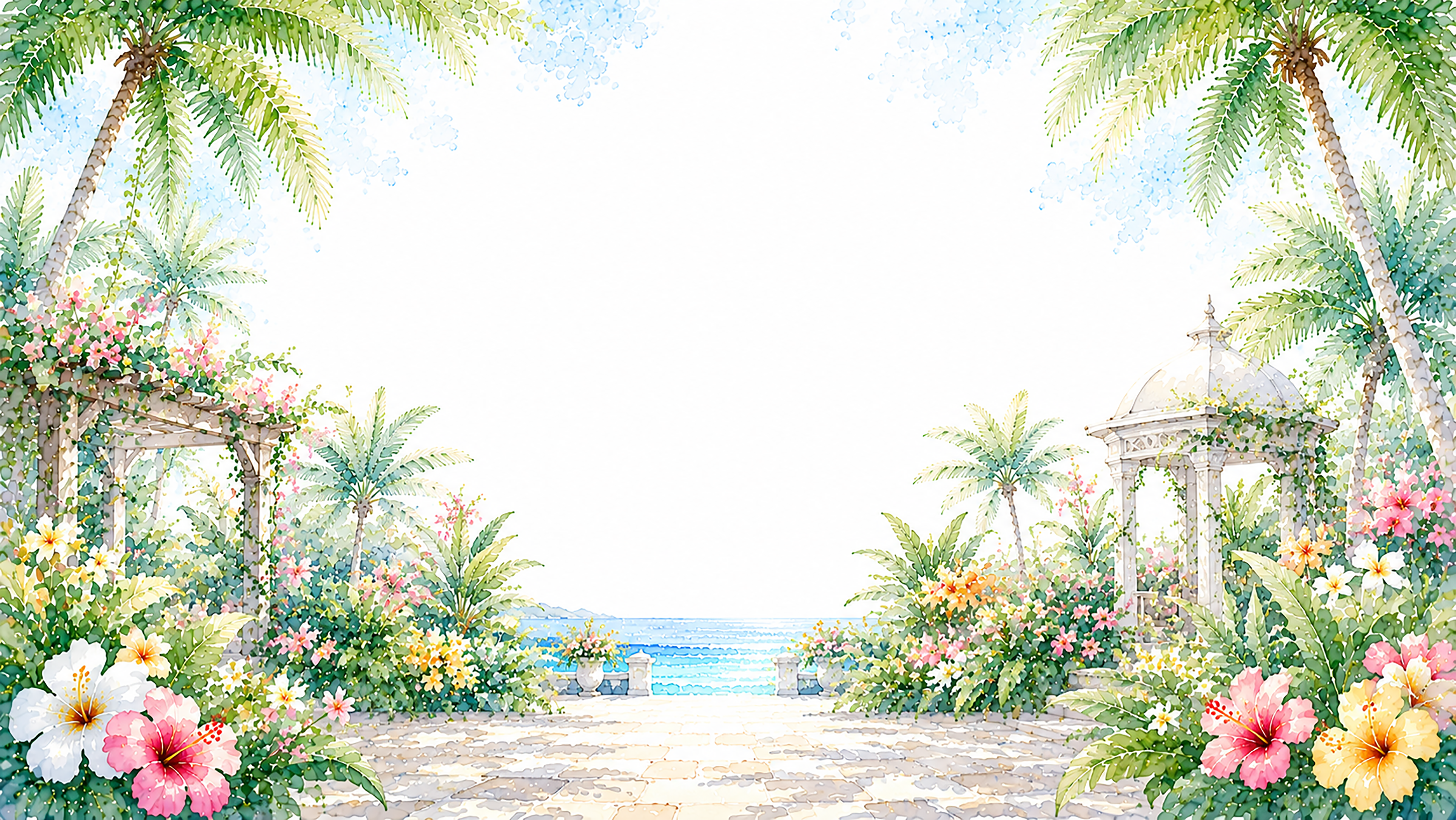 トロピカルガーデン背景【無料・高画質PNG】93175に写真・文字を入れる