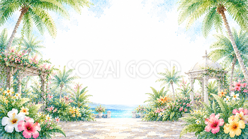 トロピカルガーデン背景【無料・高画質PNG】93175