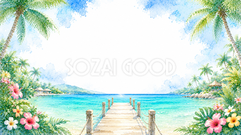 桟橋と海のリゾート背景【無料・高画質PNG】93177