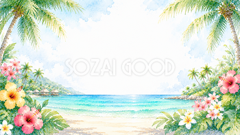 トロピカルビーチ背景【無料・高画質PNG】93179
