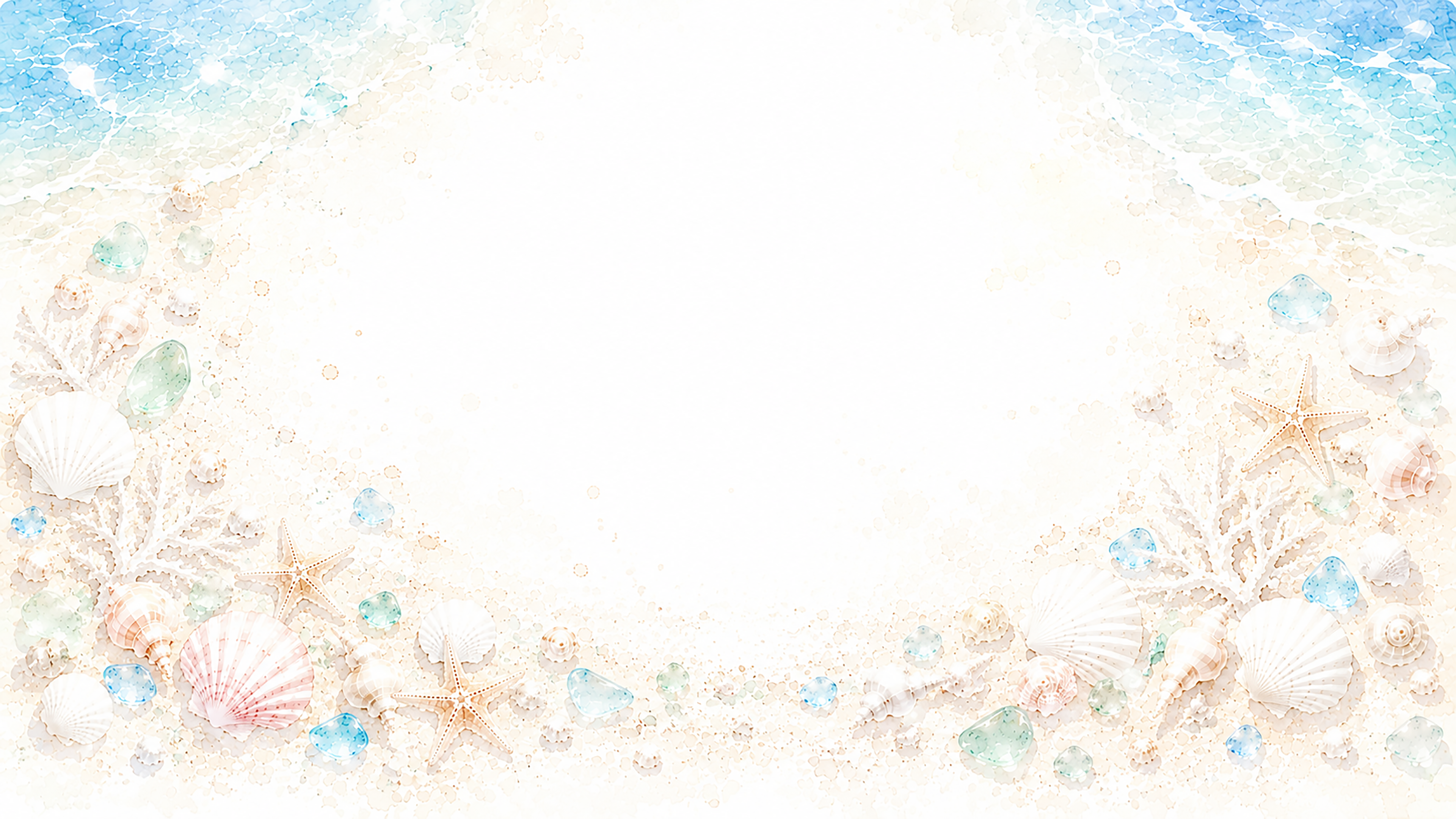 白砂とシェル背景【無料・高画質PNG】爽やかな夏の海イラスト93189に写真・文字を入れる