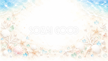 白砂とシェル背景【無料・高画質PNG】爽やかな夏の海イラスト93189