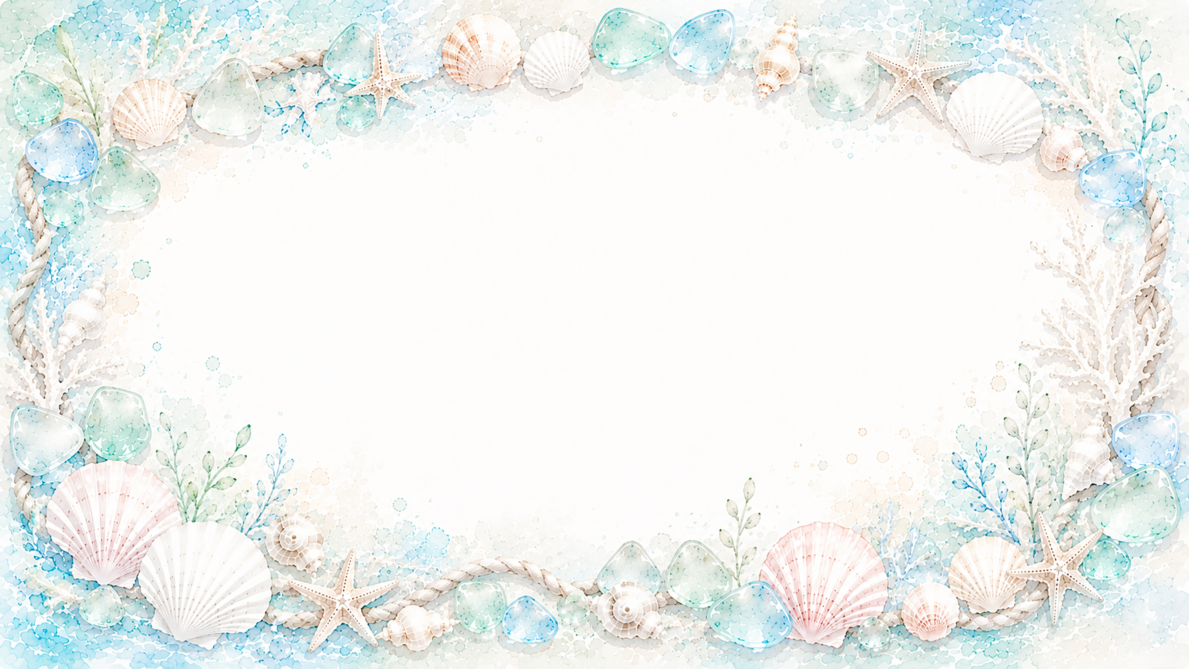 シェルフレーム背景【無料・高画質PNG】貝殻の海辺イラスト93191に写真・文字を入れる