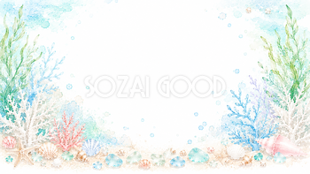 サンゴ礁と海辺背景【無料・高画質PNG】リゾート風イラスト93192