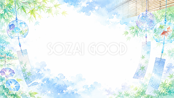 ガラス風鈴背景【無料・高画質PNG】涼しげな夏の水彩背景素材93195