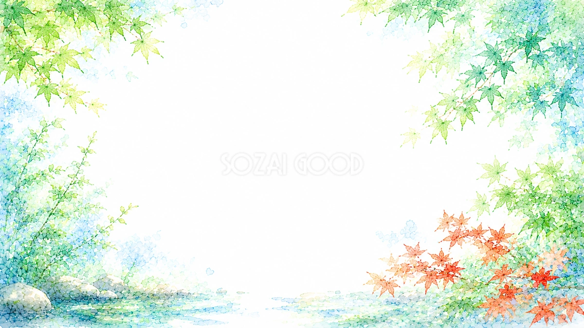青葉ともみじ背景【無料・高画質PNG】涼やかな夏背景素材93202