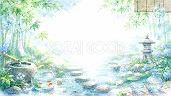 涼・納涼背景【無料・高画質PNG】和の涼を描いた夏背景素材93206